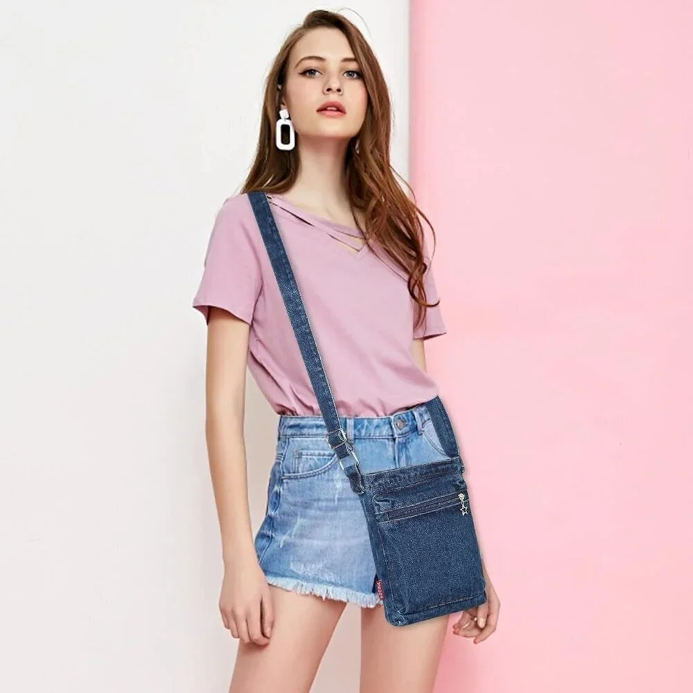Denim Purse Small Blue Crossbody Shoulder Bag Youth Teen Women Gift